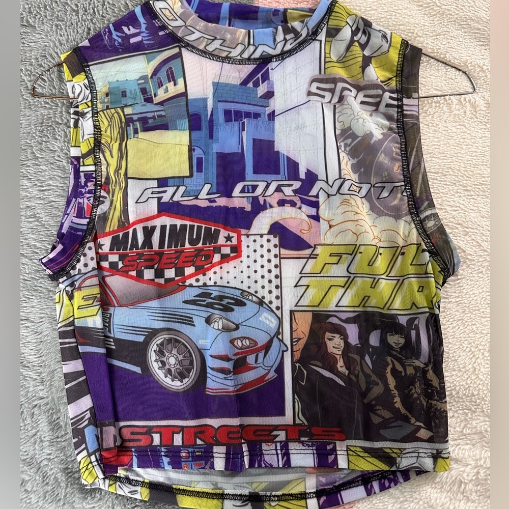 Forever 21 Sheer Comic-Book look tank size small